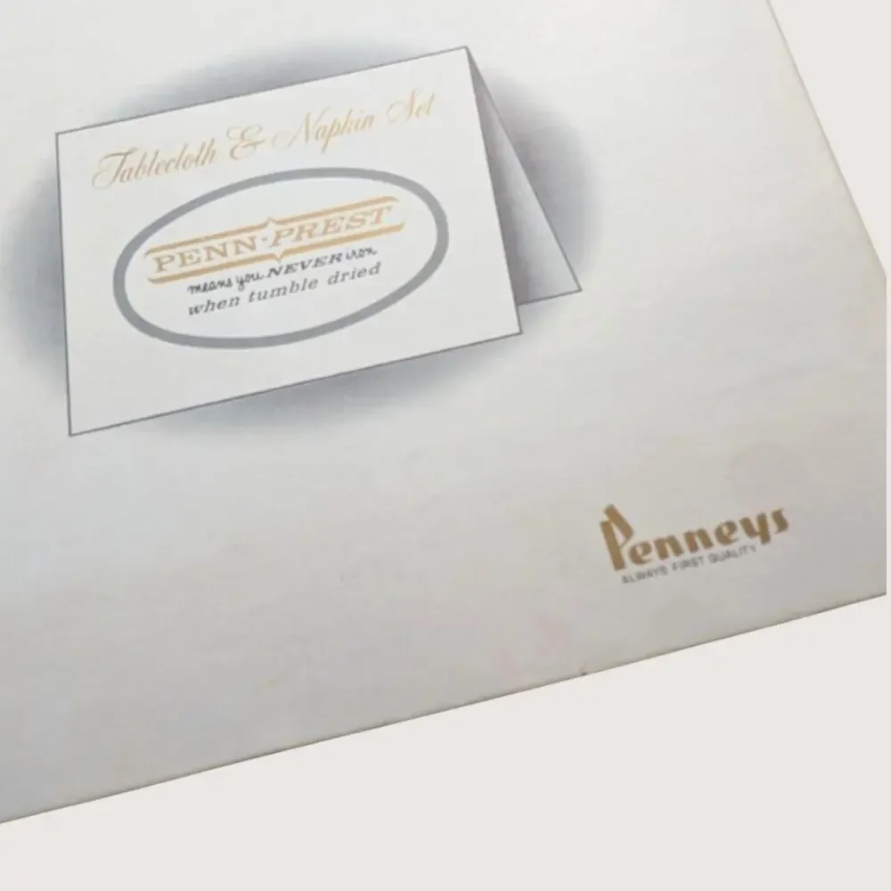 Vintage Penneys Penn Prest Tablecloth and Napkin Set Boxed